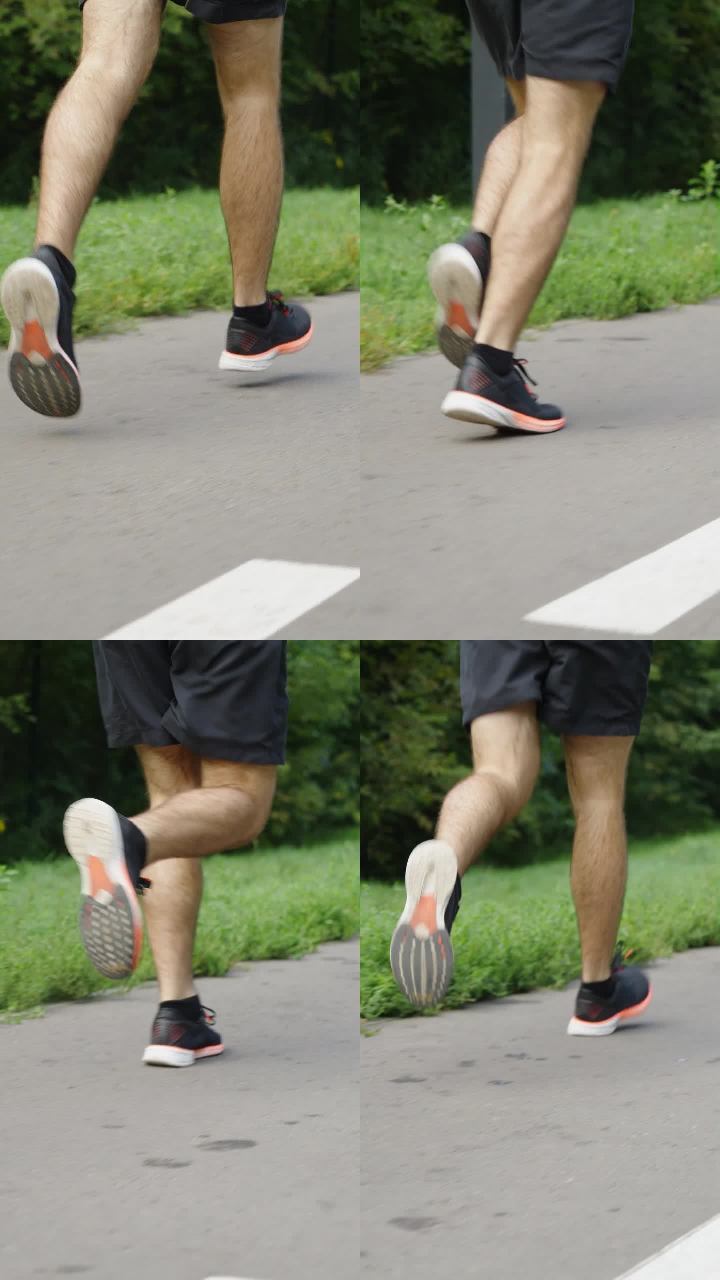 垂直掩护:在有标记的道路上奔跑者的腿