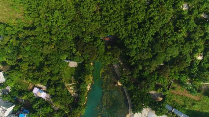 广西凌云县风光青山绿水自然风光古建筑茶壶