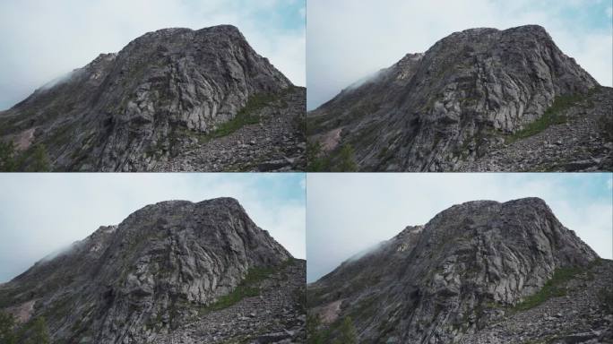 挪威Kvaenan陡峭崎岖的山壁。近距离