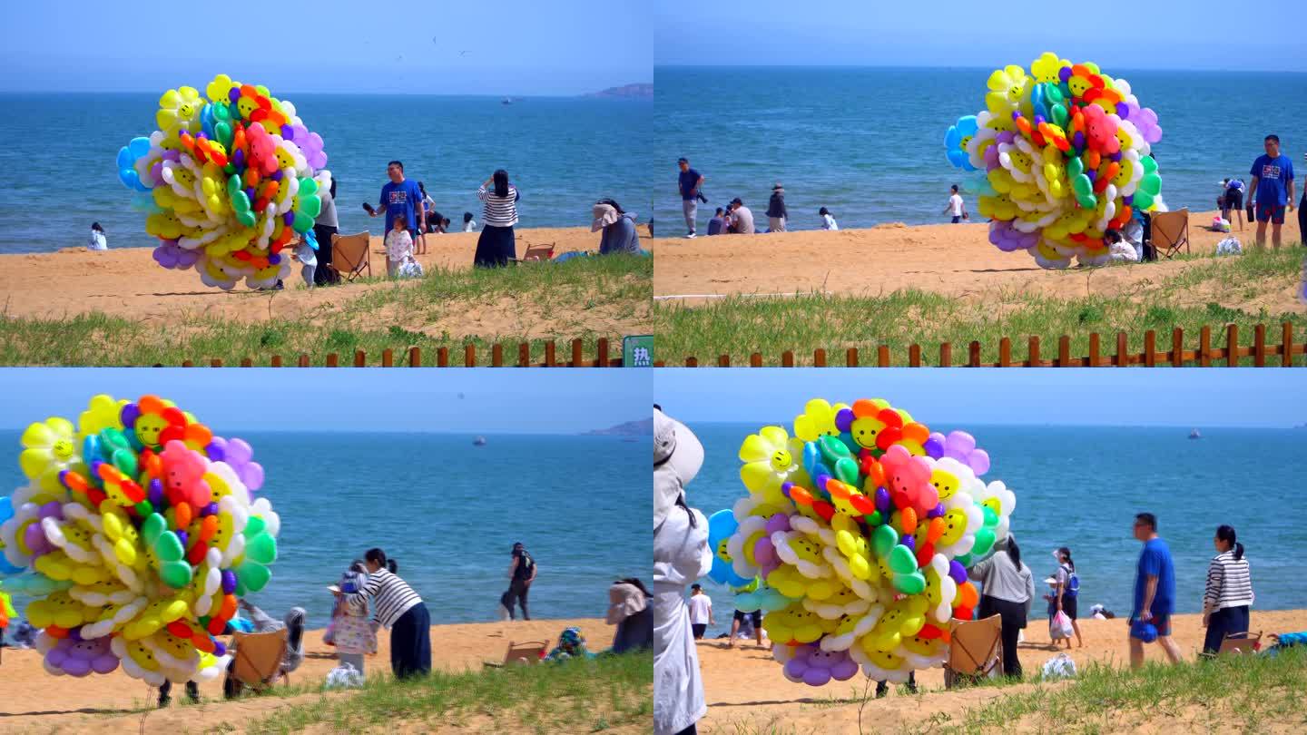 大海沙滩卖气球