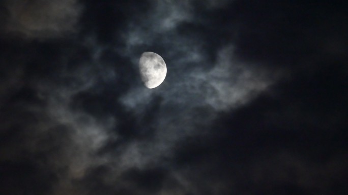 月黑风高月亮乌云天空夜晚自然风光