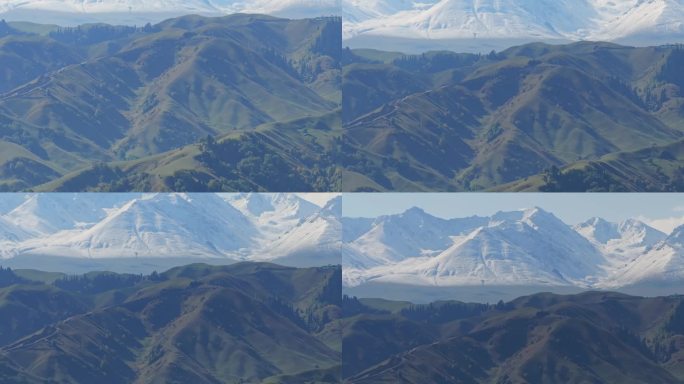 航拍新疆伊犁那拉提雪山风景