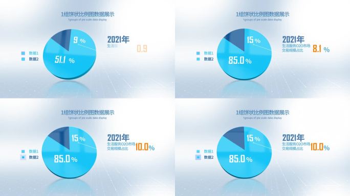 三维饼图饼状统计数据增长比例图无表达式版