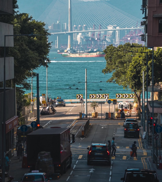香港坚尼地城街景车流延时