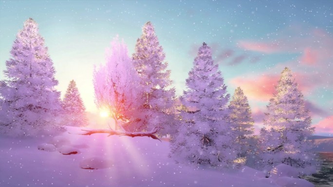 冬季景观，大雪时日落美景
