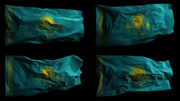 带有Alpha频道的哈萨克斯坦国旗，可循环