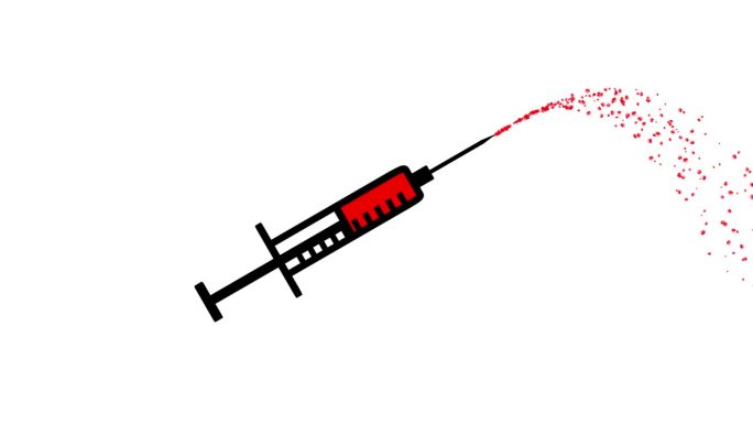 注射器与红色液体运动图形与纯白色背景