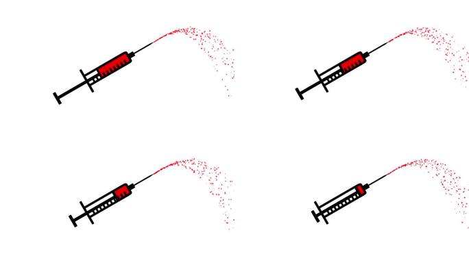 注射器与红色液体运动图形与纯白色背景