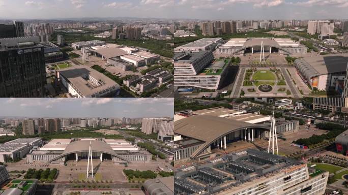 宁波国际会展中心航拍4k