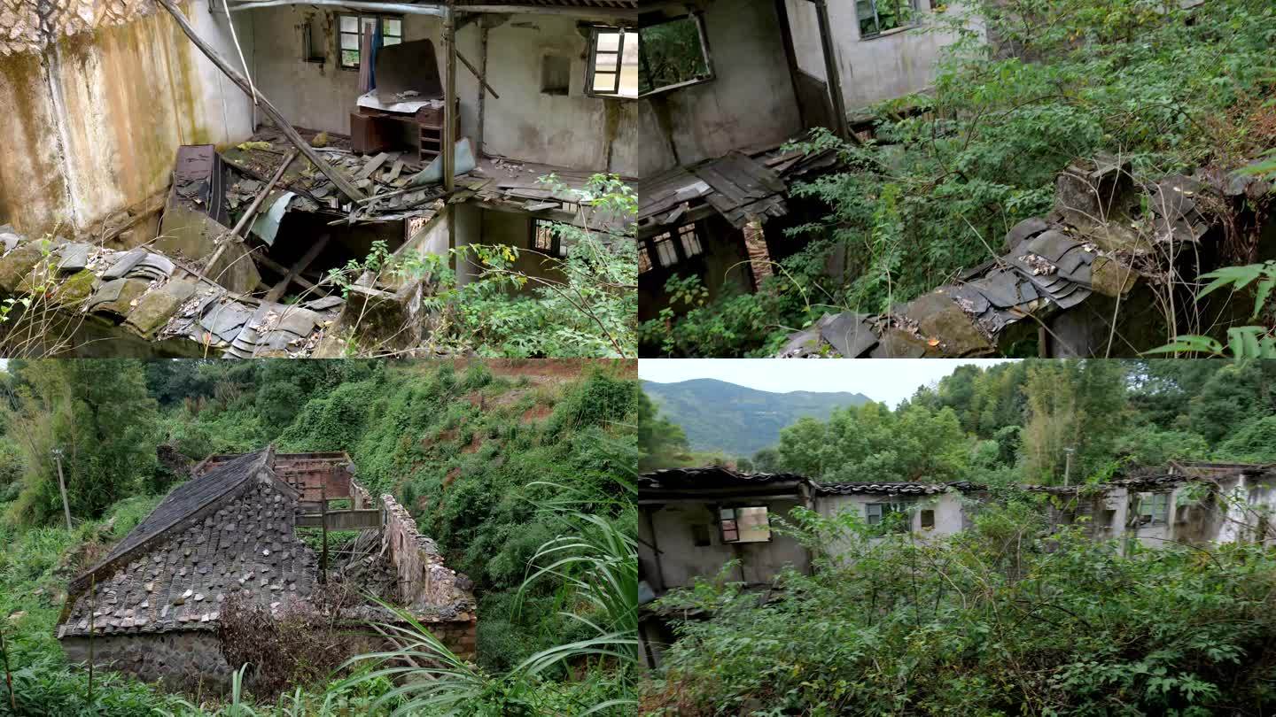 深山中被遗弃的房屋消失的农村