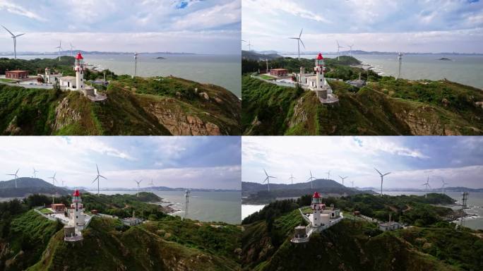 4K 表角灯塔风力发电绿色清洁能源 海岸