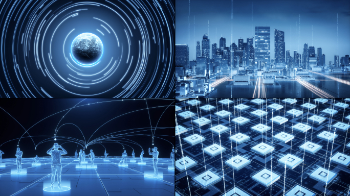 科技办公智能未来城市数据计算-视频素材