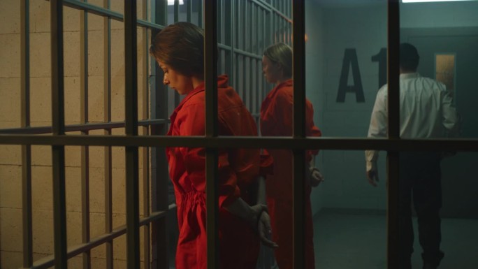 狱卒走路，和女人说话，观察监狱里的女罪犯