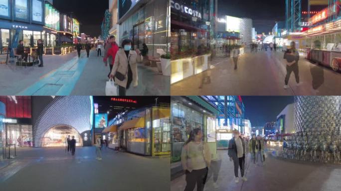 北京五棵松步行街逛夜市逛街遛弯夜生活延时