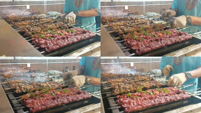 新疆美食烤羊肉串