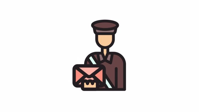 邮差，邮政服务动画图标