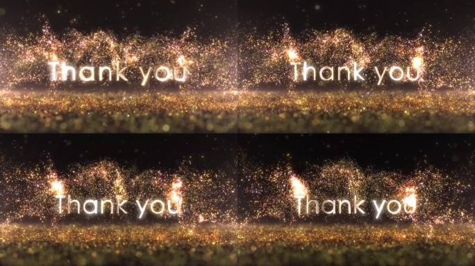 题词Thank you in golden particle，奢华风格，感恩，金色标志