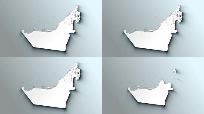 阿拉伯联合酋长国的现代白色地图