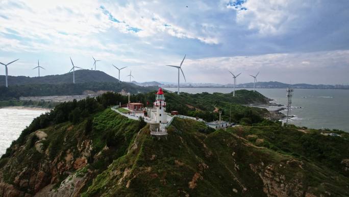 4K 风车山风力发电、绿色清洁能源 海岸