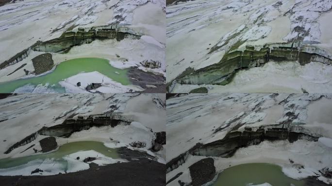 4k航拍自然仁隆巴冰川融水蓝冰2