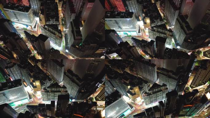 香港城市摩天大楼的全景图。