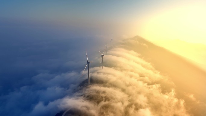 【原创】4k能源日出风力发电云海