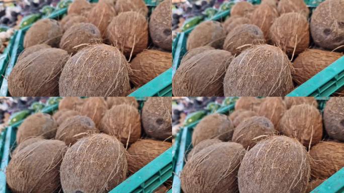 超市里卖椰子，特写