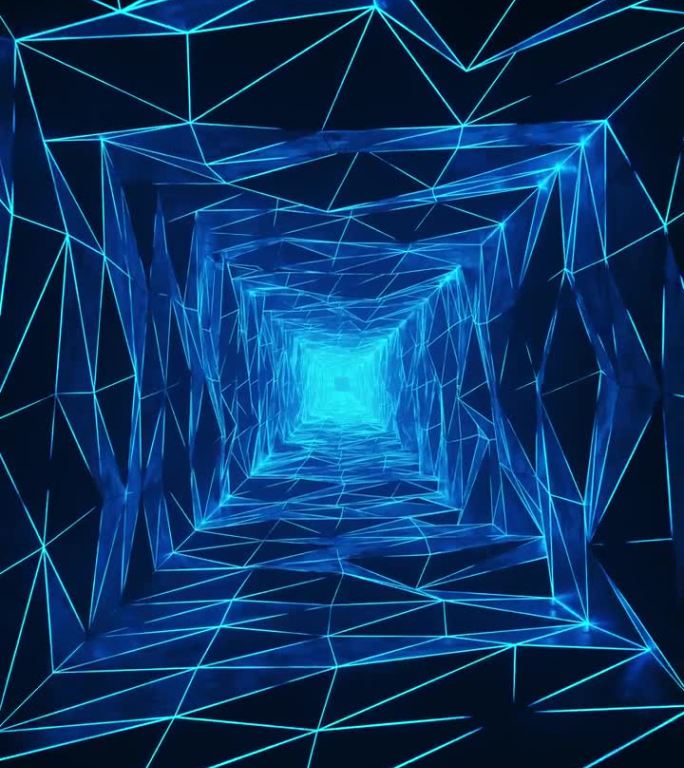 蓝色抽象背景与正方形在中心。垂直循环动画