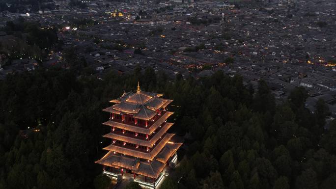 丽江夜景航拍