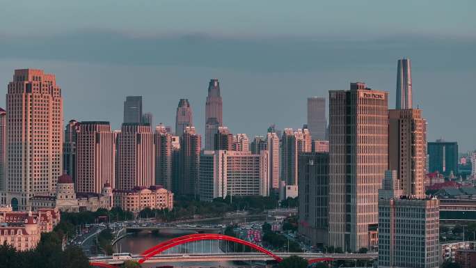 天津市城市建筑 海河沿岸