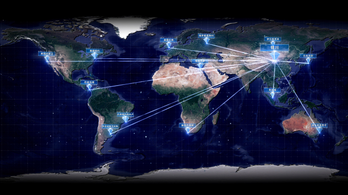 宁夏银川辐射全国全球地图