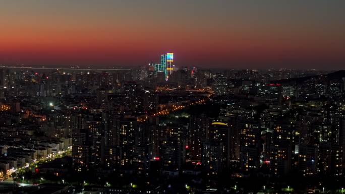 青岛市北cbd夜景航拍