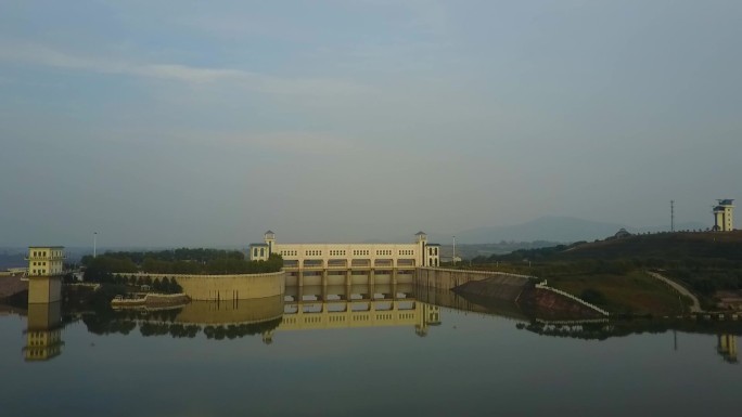 叶县燕山湖景区水库航拍空镜2