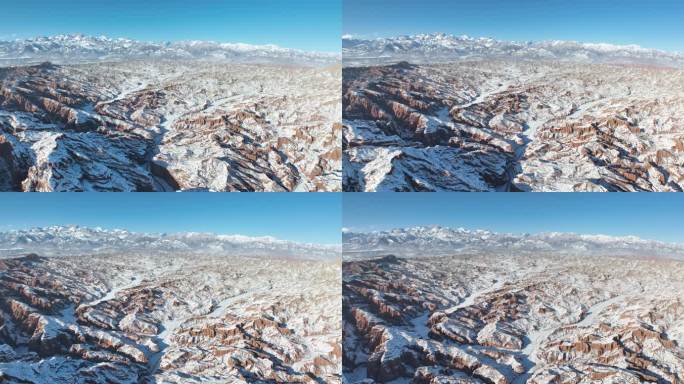 新疆雪山大远景航拍航拍