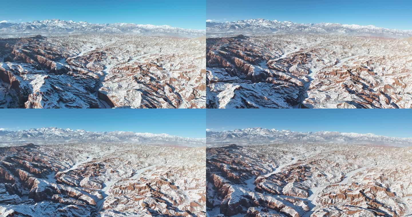 新疆雪山大远景航拍航拍