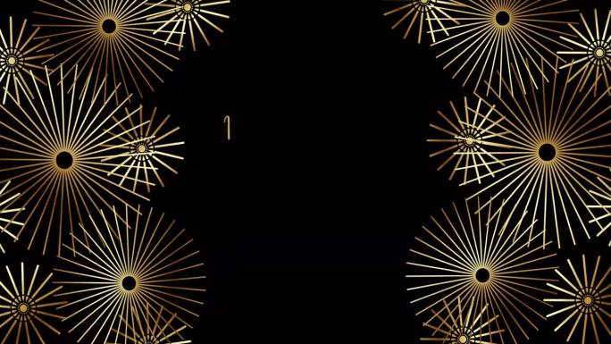 2024年新年，优雅金色4k动画。祝新年快乐，圣诞快乐