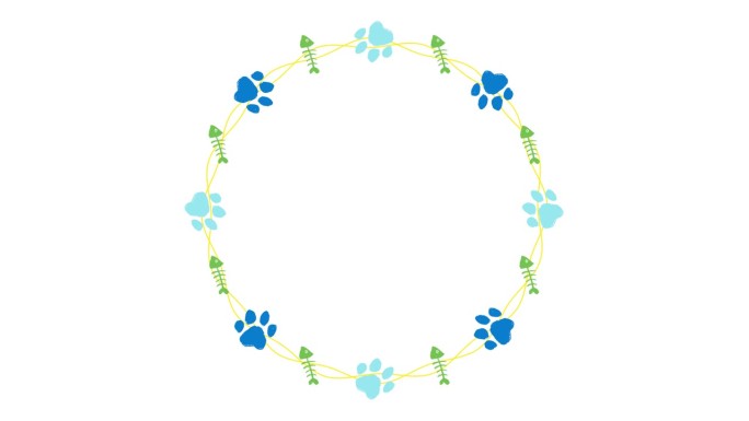 猫脚印框架的标题背景(蓝色和绿色)