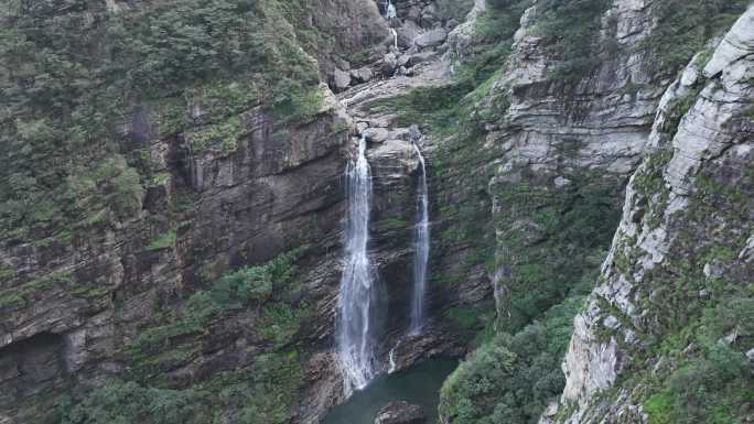 山水航拍庐山瀑布三叠泉高山流水山自然风景