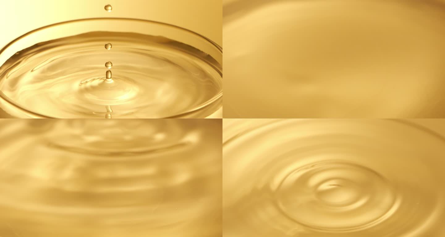 水滴进培养皿中 金色背景 4k慢镜头合集