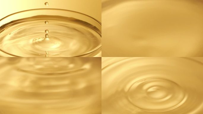 水滴进培养皿中 金色背景 4k慢镜头合集