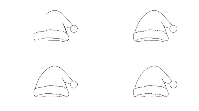 动画形成了一个圣诞老人帽子图标的草图