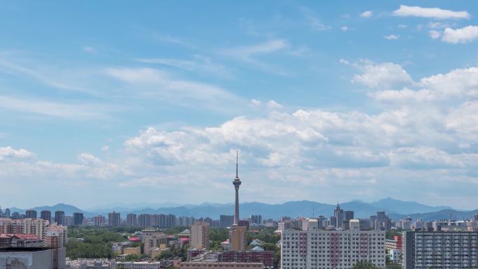 北京中央电视塔蓝天白云水晶天4K延时