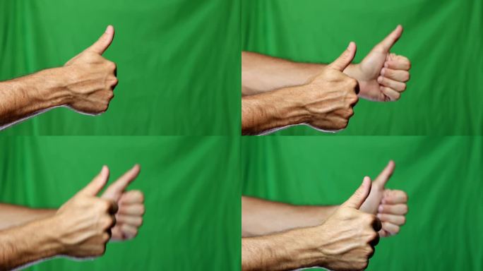 绿色屏幕上孤立的意大利手势:竖起大拇指