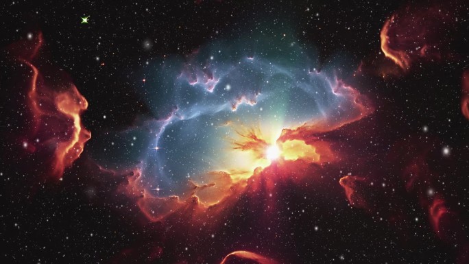 这个星系是在一颗大恒星爆炸后形成的。一个新的太空系统的诞生。