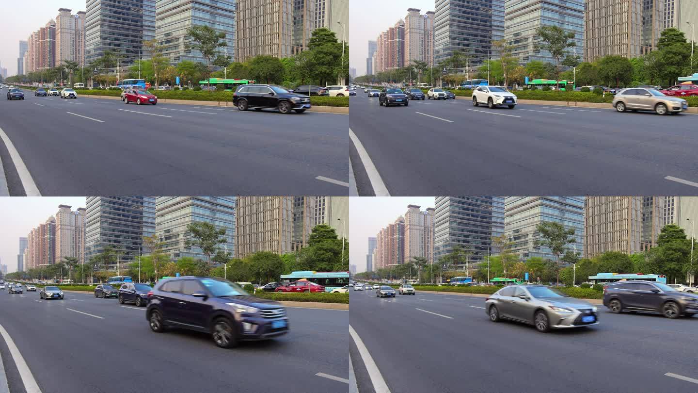 广州车流高帧率慢镜缓慢行驶广州大道