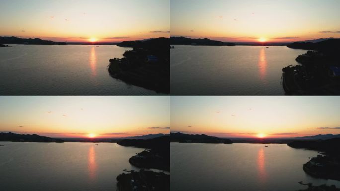 平谷金海湖日落倒影航拍