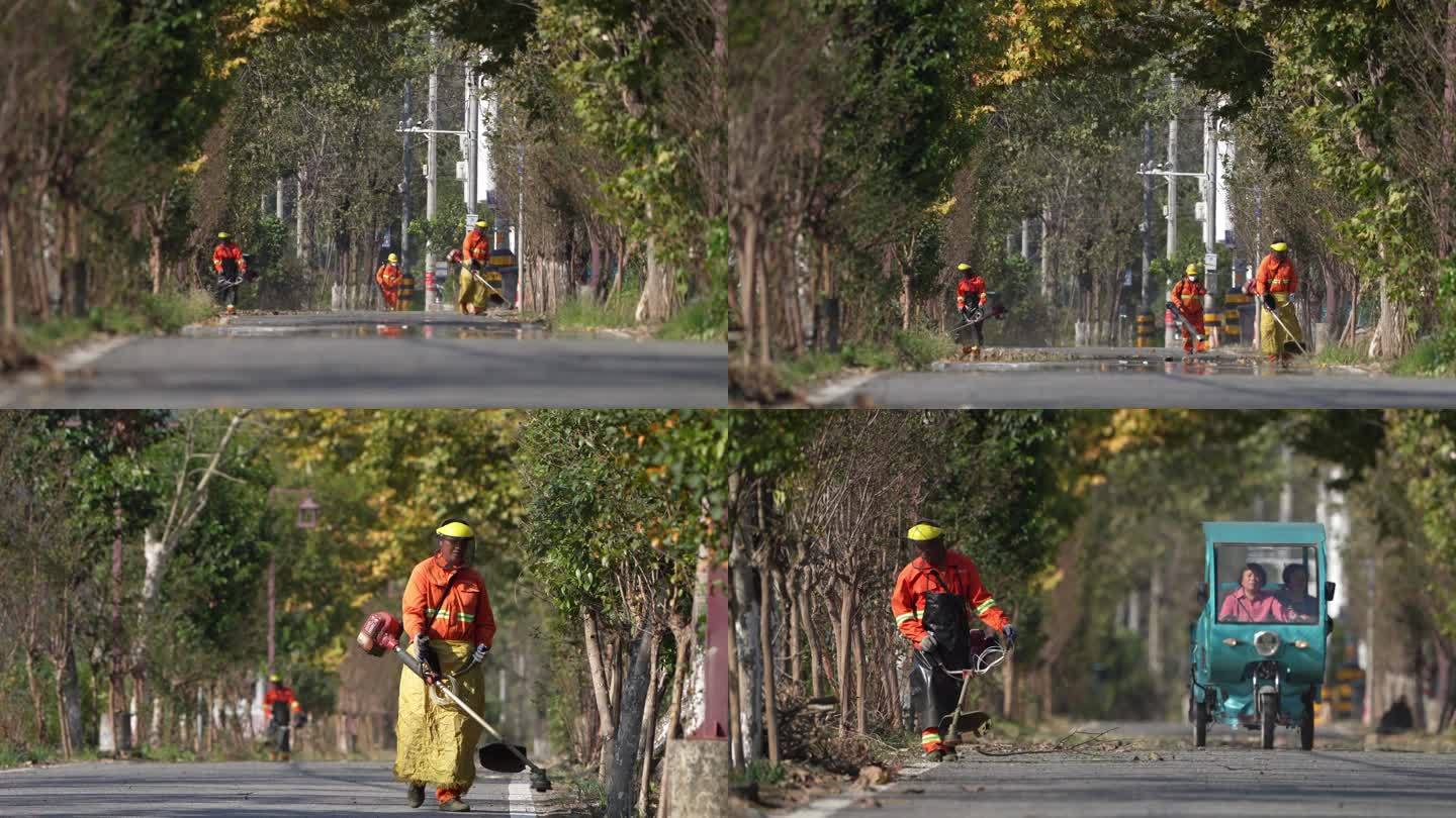 道路养护工人日常工作的实拍唯美4k视频