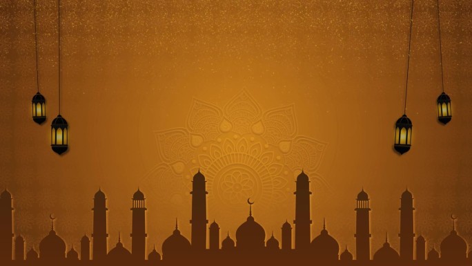 穆斯林节日庆祝开斋节的装饰伊斯兰教问候卡。