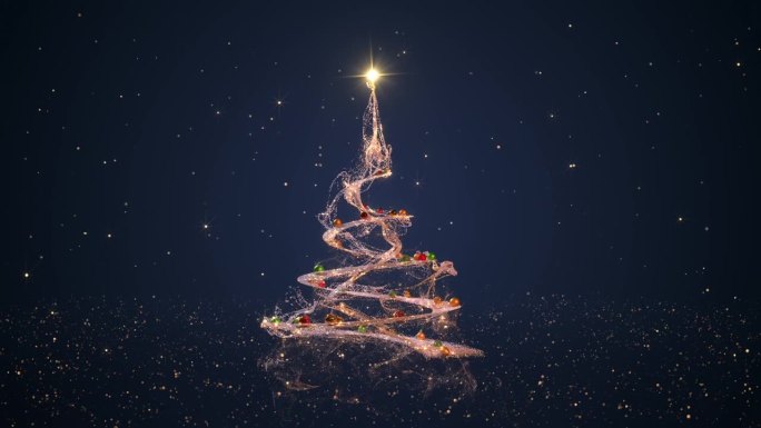 美丽的圣诞树，五颜六色的小玩意和发光的灯与复制空间
