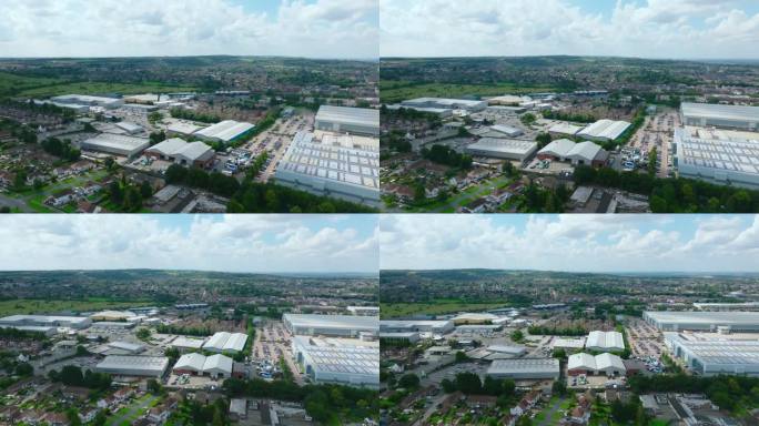 英国邓斯特布尔的中城工业区鸟瞰图